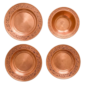 Bandeja Redonda de Cobre Martillado al por Mayor, Plato Decorativo de Metal Estilo Vintage para Servir en Bodas, Hoteles y Decoración del Hogar - Product Image 6