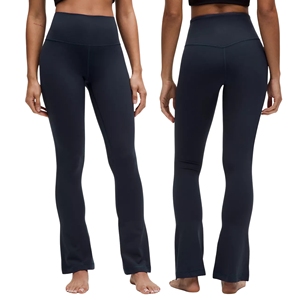 Quick Dry Yoga Pants Ladies <b>High</b> Elastic Waist Gym Flared Legs <b>Knee</b> Length Moisture Wicking Anti-Bacterial Workout <b>Tights</b> - Product Image 1