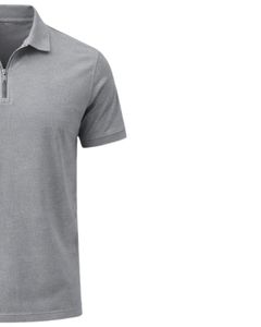 Polo en coton gris clair pour homme avec col demi-zip, coupe ajustée, manches courtes, tenue décontractée d'été, fabricant OEM, approvisionnement en gros - Product Image 4