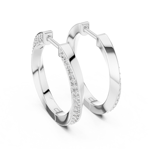 Pendientes de Aro de Oro Blanco con Diamantes Cultivados en Laboratorio, Corte Redondo, Chapados en Rodio, Joyería de Lujo para Regalo - Product Image 2