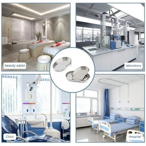 1 unidad de bandeja de acero inoxidable para tatuajes, almacenamiento de cosméticos, tarro, contenedor, botella, pinzas, bandeja médica, quirúrgica, dental - Product Image 5