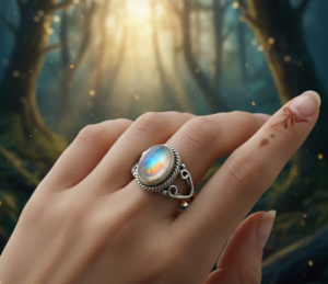 925 silver ring Natural Blue labradorite sterling silver ring women ring stone ring round stone ring classic & elegant - Product Image 1