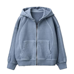 Oversized Hooded Zip-Up Sweatshirt Unisex Solid Cotton French Terry Casual Autumn Regular Sleeve Breathable - Product Image 4