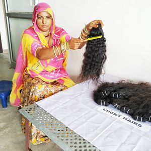 วิกต่อผมมนุษย์แบบลอนหยิกทรงหลวมทำจาก100% แนวอินเดียนสีธรรมชาติผู้ผลิตแบบดิบๆ - Product Image 3