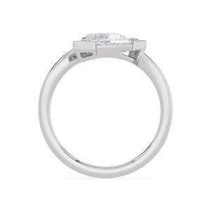 Bague en diamant de laboratoire taille marche, sertie demi-cerclée, marquise, ovale, pour femme, en or rose, or blanc, or jaune, diamant - Product Image 2