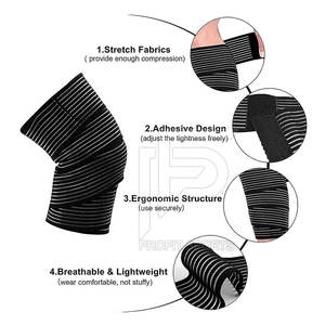 Bandes de genou élastiques robustes pour la gym, le fitness, l'entraînement et la musculation, avec logo personnalisé et conception de compression extensible - Product Image 4