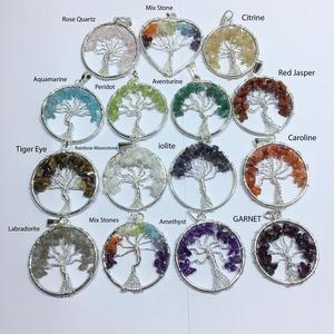Handmade Tree of Life Pendant Natural Stones Mix Stone Aventurine Iolite Red Jasper Caroline Rainbow Moonstone <b>Christmas</b> Trendy - Product Image 1