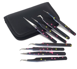 Pince à épiler pointue à 90 degrés personnalisée Marque privée Volume de cils en acier inoxydable Extension de cils Isolation russe - Product Image 1