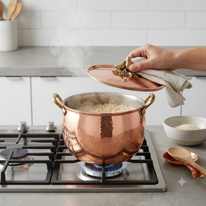 Olla de Cobre Martillado de Lujo con Tapa y Asas de Latón con Diseño de Pájaro, Cacerola de Cocina, Utensilios de Cocina al por Mayor, Sartenes Elegantes Personalizadas - Product Image 3