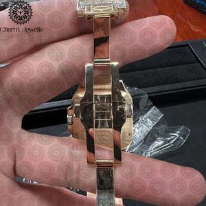Montre de luxe pour homme Charm Jewells, boîtier carré en acier inoxydable 40 mm, cadran en verre cristal, bracelet 20 cm, mouvement mécanique, étanche 10 bars - Product Image 3