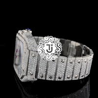 Montre de luxe à affichage analogique en moissanite VVS de fabrication indienne, bracelet en acier inoxydable de 20 mm, disponible au meilleur prix