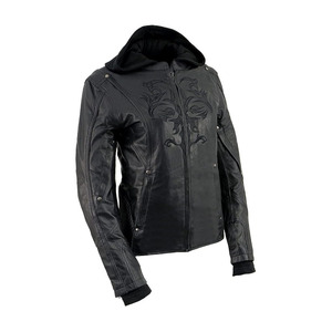 Chaqueta de Motociclista Casual de Cuero Negro Premium para Mujer SAMROZ SPORTS - Product Image 1