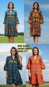Nuevo Vestido Saree Bohemio de Diseño Griego Simple, Largo hasta la Rodilla, para Mujer, Satén Antiestático, Transpirable, Lavable y Ecológico - Product Image 5