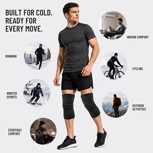 Manchon chauffant noir en tricot pour genoux, compression thermique, pour la course, le cyclisme et la randonnée - Product Image 3