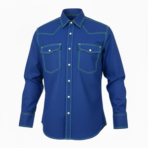 Custom 100% Cotton Breathable Rip-Stop Quick Dry Embossed Fire-Resistant Men's Work Shirts Long Sleeve Welding Safety Clothing - Product Image 5