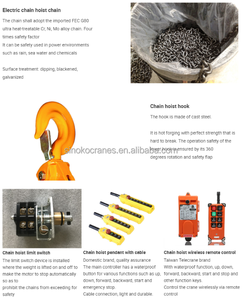 Palans électriques à chaîne de <span class=keywords><strong>type</strong></span> HHBB de 1 tonne, 2 tonnes, 3 tonnes, 5 tonnes, 10 tonnes avec télécommande, fabriqués en Chine - Product Image 4