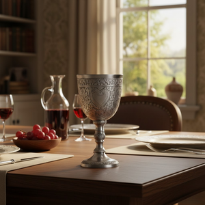 Copa de Vino Plateada Brillante |   Copa de champán de acero plateado |   Cáliz Real Grabado Vintage para Bar, Bodas y Decoración del Hogar - Product Image 2