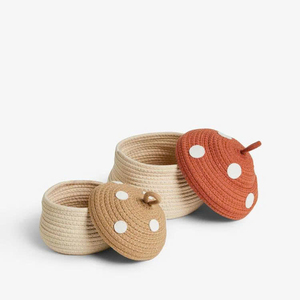 Cesta de Almacenamiento de Cuerda de Algodón Tejida a Mano con Tapa, Linda Cesta Organizadora Decorativa, Cesta de Almacenamiento de Juguetes para Guardería, Decoración del Hogar - Product Image 2