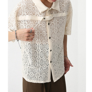 Chemise décontractée texturée en dentelle pour homme, collection été 2026, personnalisable, fabriquée par TRIOTAKE INDUSTRY - Product Image 6