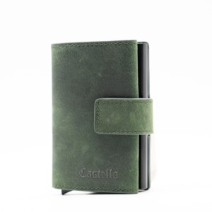 [Bargain Item] Top Quality Castello Crazy Horse Leather <b>RFID</b> Aluminum Card Case Smart <b>Wallet</b> Men's Slim 9 Colors - Product Image 1