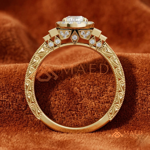 Bague de fiançailles en or avec trois pierres de moissanite taille ronde pour femme, élégant bijou de mariée, cadeau - Product Image 3