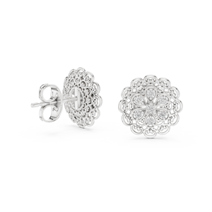 Juego de pendientes florales minimalistas con diamantes cultivados en laboratorio en oro blanco macizo de 18 quilates para compromiso, boda, fiesta, regalo, uso diario para mujer - Product Image 4