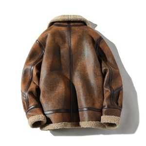Chaqueta de piel sintética de zorro para hombre, abrigo grueso con cremallera, abrigo de piel sintética de color sólido, chaqueta de hombre con manga regular. - Product Image 4