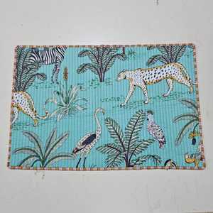 Jungle Print Quilted <b>Placemat</b> Reversible Scalloped Edge Cotton Table Mat 13x19 Inch Eco Friendly Cotton <b>Placemat</b> Manufacturer - Product Image 1