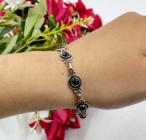 Pulsera de Ónix Negro Natural, Plata de Ley 925, Cadena de Eslabones Vintage, Ajustable, a la Moda - Product Image 5