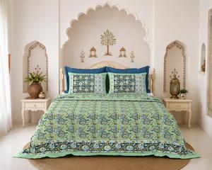 Premium Screen Printed <b>Flat</b> Bed Sheet Set 100% Cotton Reactive Printed Bedding Set with 2 <b>Pillow</b> Covers for Home - Product Image 1