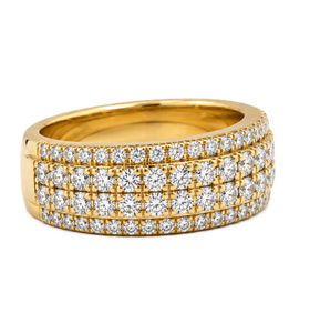 Luxury Multi Row Pave Diamond Ring 18K Solid Gold Band Round Lab Grown Diamond Wide Band Ring <b>Wedding</b> Anniversary Statement Ring - Product Image 4