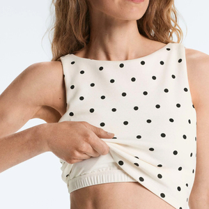 Débardeur court personnalisé à pois pour femme, sans manches, décontracté, été, fabrication OEM, vente en gros, logo frontal - Product Image 1