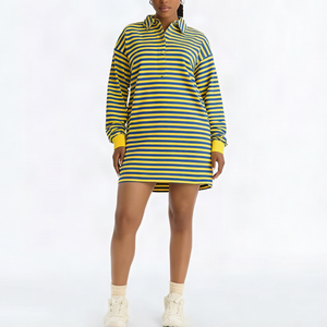 Robe de soirée moulante d'été 2026 pour femme, mini, rayée, col rabattu, dos nu, en tissu respirant et écologique, tailles XXS-6XL - Product Image 4