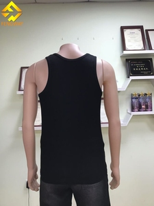 Ribbed 290 GSM Cotton <b>Men's</b> Gym Tank Tops Breathable Black Gray <b>Singlets</b> <b>MENS</b> RIBBED VEST TANK TOP - Product Image 5