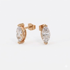 Marquise Cut Lab Grown Diamond Minimalist 10K 14K 18K Gold 925 <b>Silver</b> <b>Stud</b> Earrings Gift for Her Weddings Factory Direct Jewelry - Product Image 4