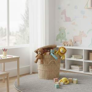 ตะกร้าหวายทรงกลมสำหรับซักผ้า งานฝีมือ - Product Image 5