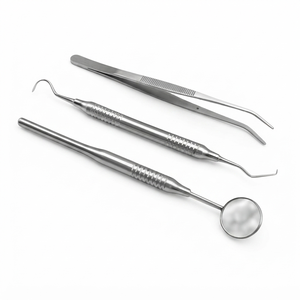 Share 3Pcs Basic Dental Instruments Set Stainless Steel Mouth Mirror Explorer Plier - Product Image 3
