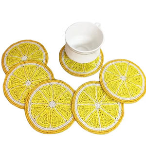 Sous-verres ronds brodés de perles de verre faits à la main, écologiques et réutilisables, de haute qualité, pour table – Fourniture directe usine - Product Image 1