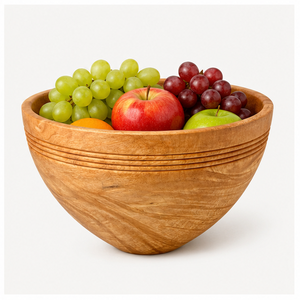 Bol à salade artisanal en bois naturel avec design côtelé perlé, décoration de table luxueuse et écologique pour hôtels et restaurants - Product Image 4