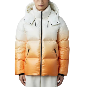 <b>Men</b> Luxury Gradient White Orange Puffer <b>Jacket</b> Hooded Winter Down Coat Premium Insulated Thermal Streetwear Outerwear - Product Image 1