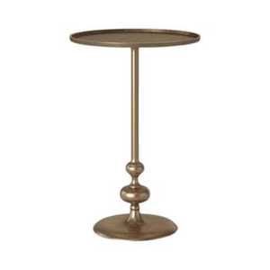 Antique Bronze Round Metal Tray Side <b>Table</b> Vintage Iron <b>Folding</b> Coffee <b>Table</b> Elegant Galleried Rim Drink <b>Table</b> for Living Room - Product Image 2