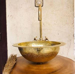 Handcrafted Brass Wash <b>Basin</b> Luxury Bathroom Countertop Vanity Sink Premium Decorative Durable Hotel Residential Interior Collec - Product Image 4
