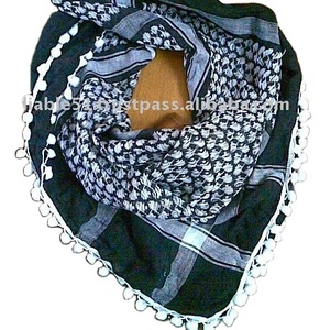 Bufanda árabe de algodón de la mejor calidad con tela de lona de invierno con pompón Precio disponible - Product Image 2