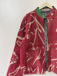 Chaqueta Bordada Kantha Vintage Hecha a Mano de Algodón para Mujer, Chaqueta Reversible - Product Image 4