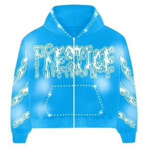 Sudadera con Capucha de Forro Polar Personalizada con Bordado Chenille y Pedrería, Diseño Gráfico de Lujo, Talla Grande, Transpirable y Ecológica para Hombre y Mujer - Product Image 1