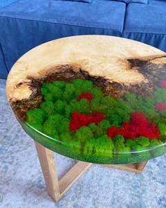 โต๊ะกาแฟไม้เคลือบอีพ็อกซี่ลายมอส Forest Bloom งานฝีมือศิลปะธรรมชาติสุดหรู ตกแต่งบ้านด้วยแรงบันดาลใจจากธรรมชาติ ผลงานชิ้นเอกเหนือกาลเวลา - Product Image 2