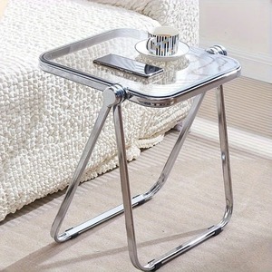 Table basse moderne en métal faite à la main avec plateau en marbre, design minimaliste, meubles de salon, structure en métal - Product Image 6
