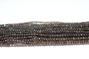 Cuentas Rondelle facetadas de cuarzo ahumado Natural de calidad AAA + Cuentas Rondelle de piedras preciosas de color oscuro - Product Image 3