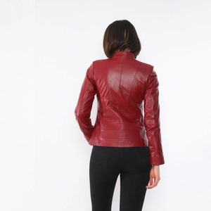 Custom Ladies <b>Quilted</b> Leather <b>Jacket</b> With Chenille Letters Womens Bomber Leather <b>Jacket</b> Supplier For Winter Wholesale - Product Image 2