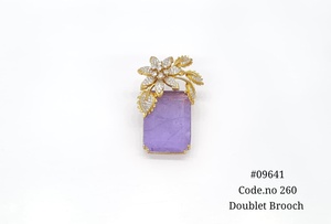 09641 Broche Doble Rosa Rectangular con Cristales, Diseño de Flor y Hoja en Tono Dorado, Incrustaciones de Circonio, Broche para Novio, Joyería de Fiesta para Mujer - Product Image 3